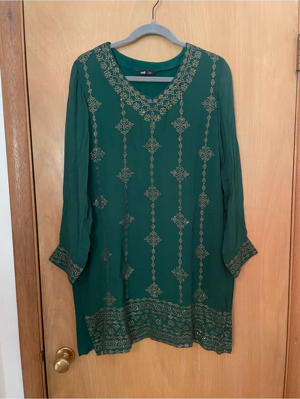 Soch Emerald Green Sheer Gold Sparkle Tunic Size L